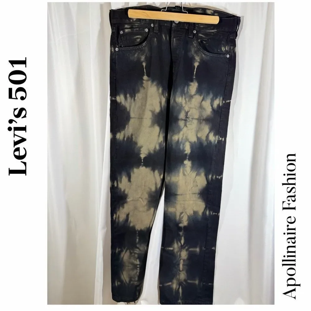 Levi's 501 Button-fly Tie Dye Denim Size 34 Black tan